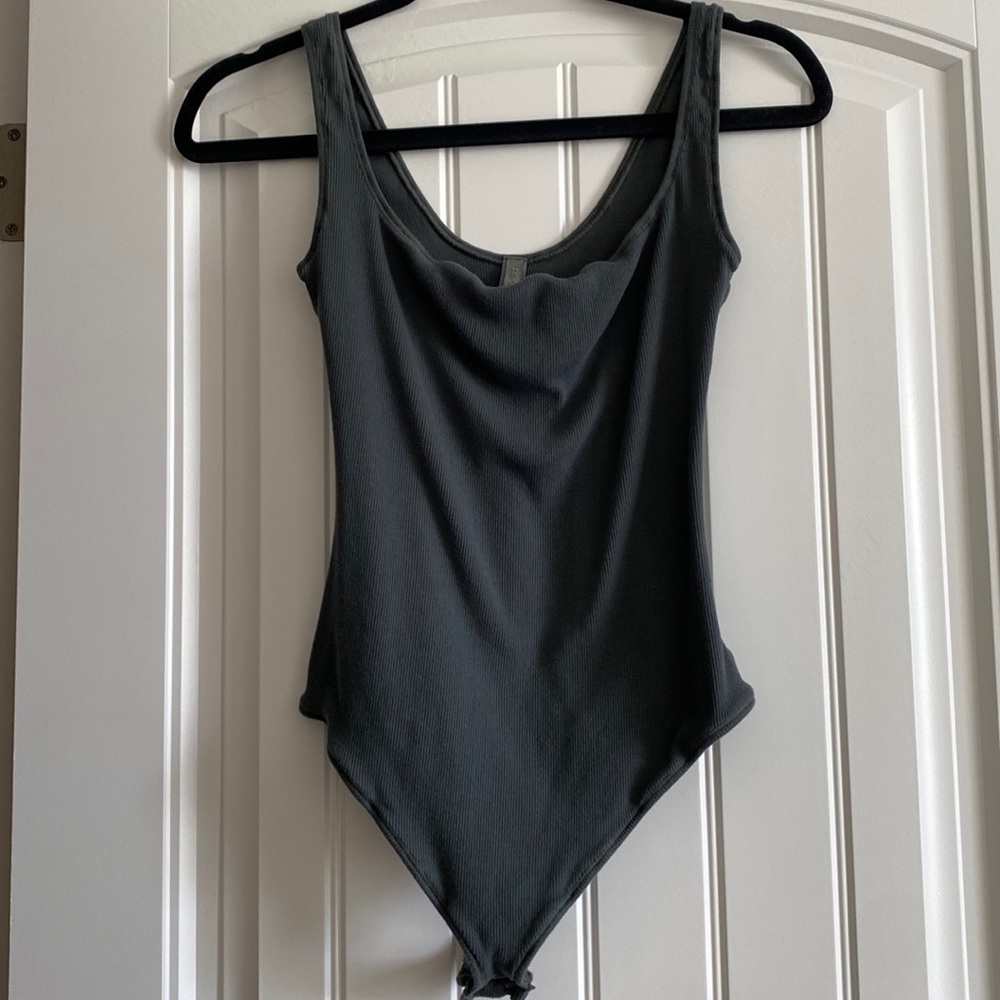 Skims cotton ribbed bodysuit NWOT gray